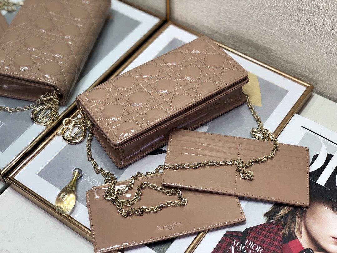 Lady D*0r Pouch Rose Des Vents Cannage  8.5 x 4.5 x 1 inches