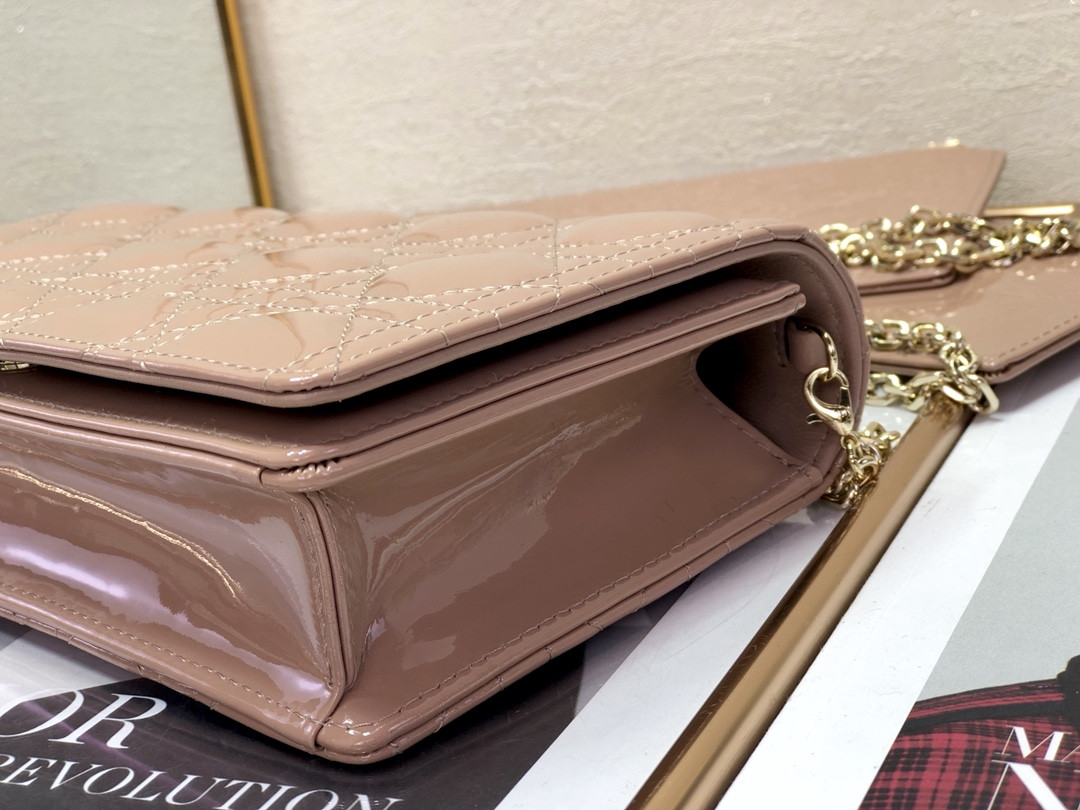 Lady D*0r Pouch Rose Des Vents Cannage  8.5 x 4.5 x 1 inches