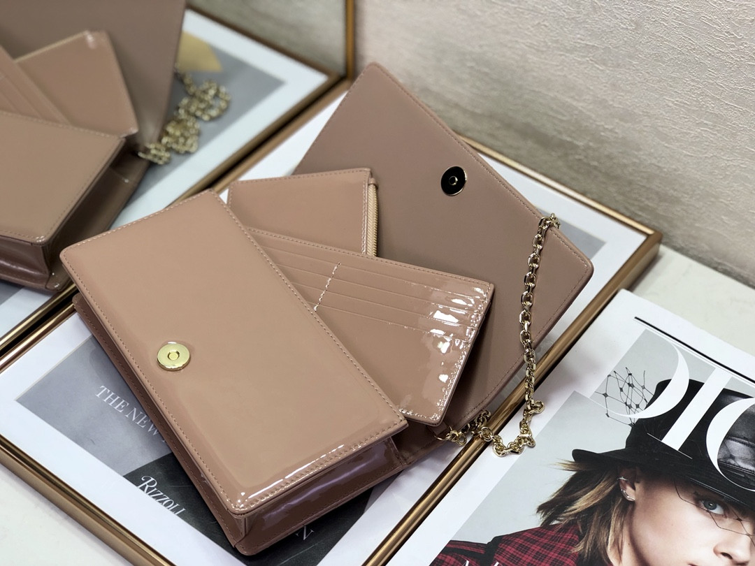 Lady D*0r Pouch Rose Des Vents Cannage  8.5 x 4.5 x 1 inches