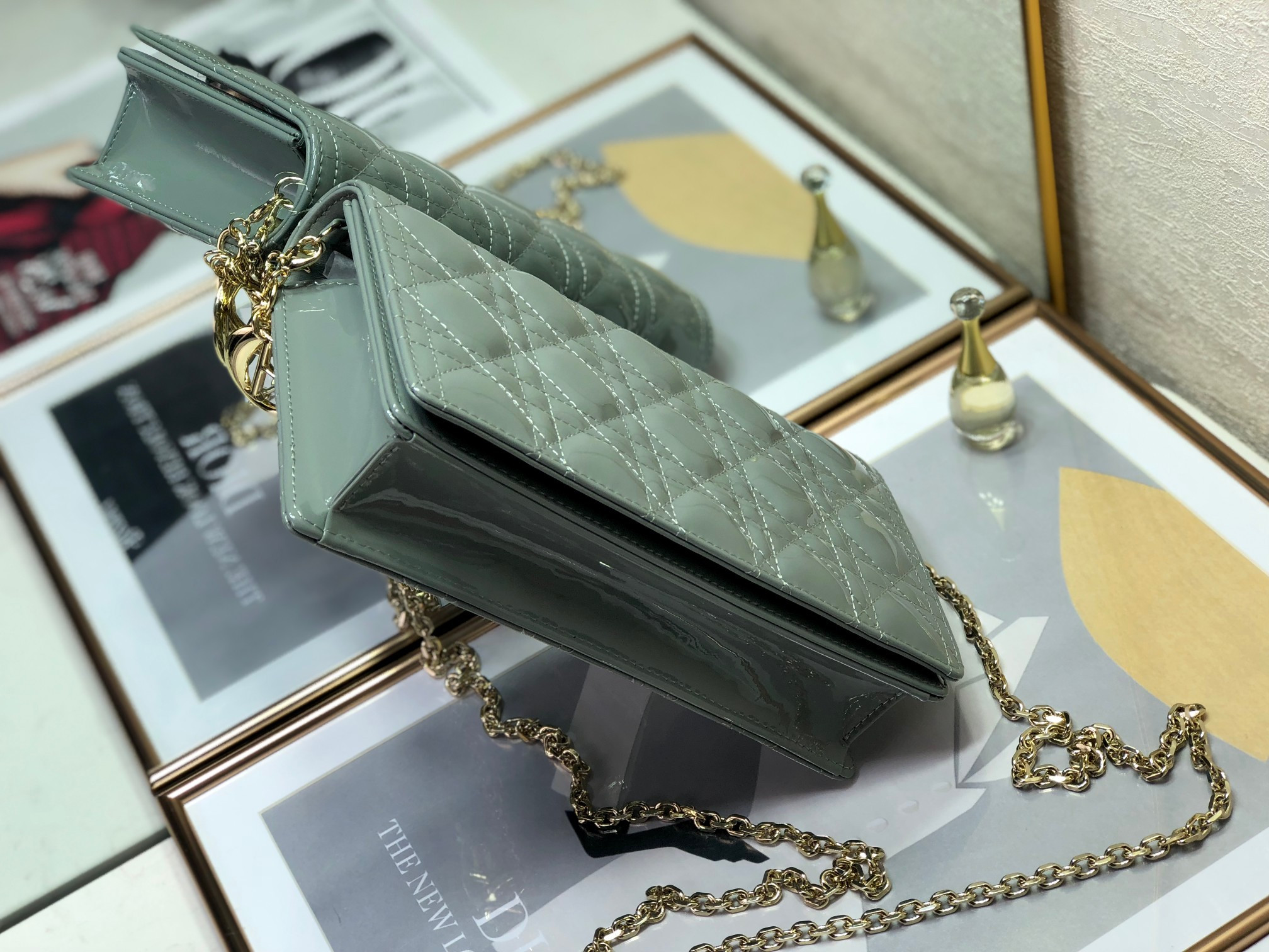 Lady D*0r Pouch  Cloud Blue Cannage 8.5 x 4.5 x 1 inches