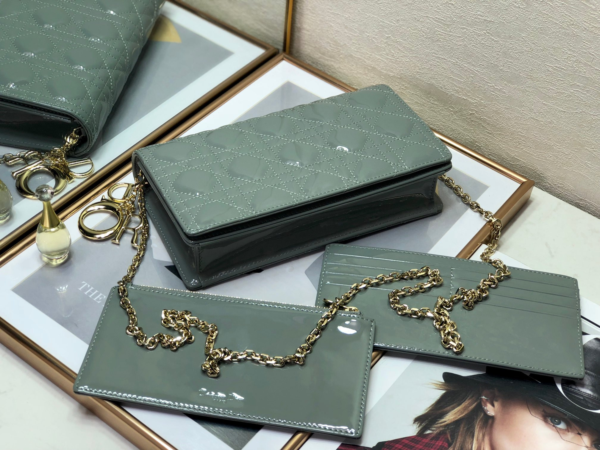 Lady D*0r Pouch  Cloud Blue Cannage 8.5 x 4.5 x 1 inches