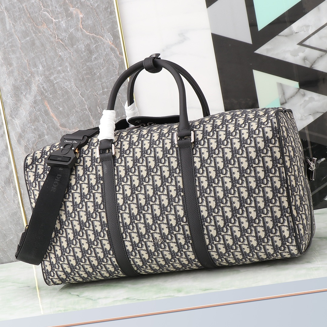 D*0r Lingot Bag Beige and Black D*0r Oblique Jacquard 50 x 25 x 21.5 cm