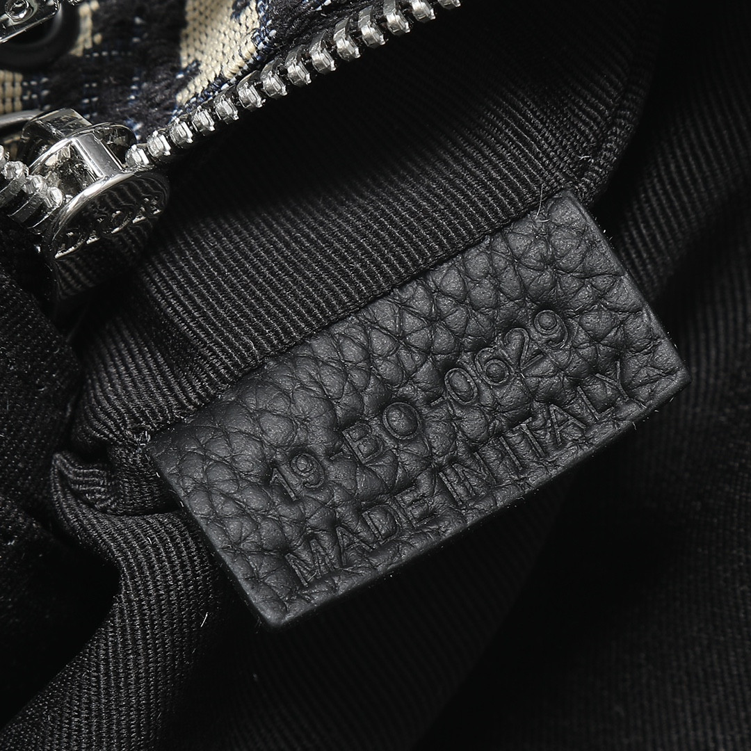 D*0r Safari Bag with Strap  Beige and Black D*0r Oblique Jacquard 8.5 x 6 x 2.5 inches