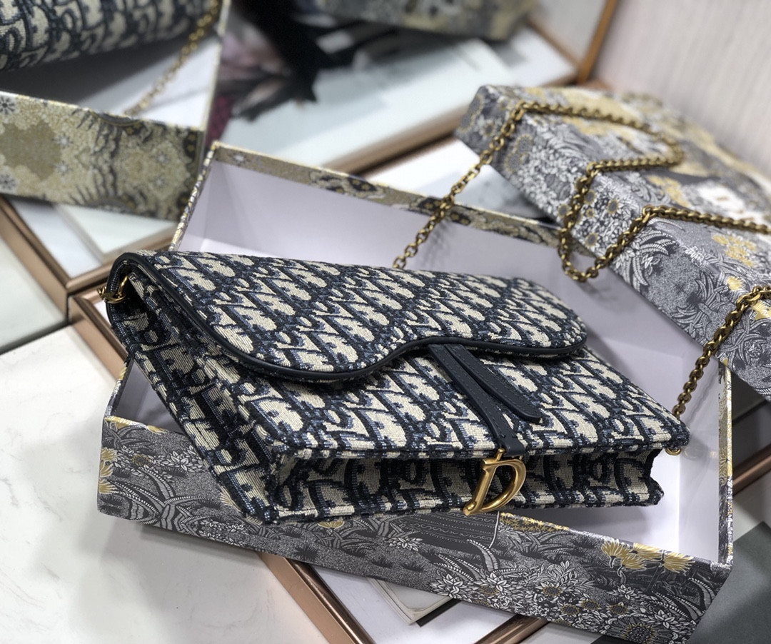 D*0r Saddle Pouch  Blue D*0r Oblique Jacquard 8.5 x 5.5 x 1.5 inches