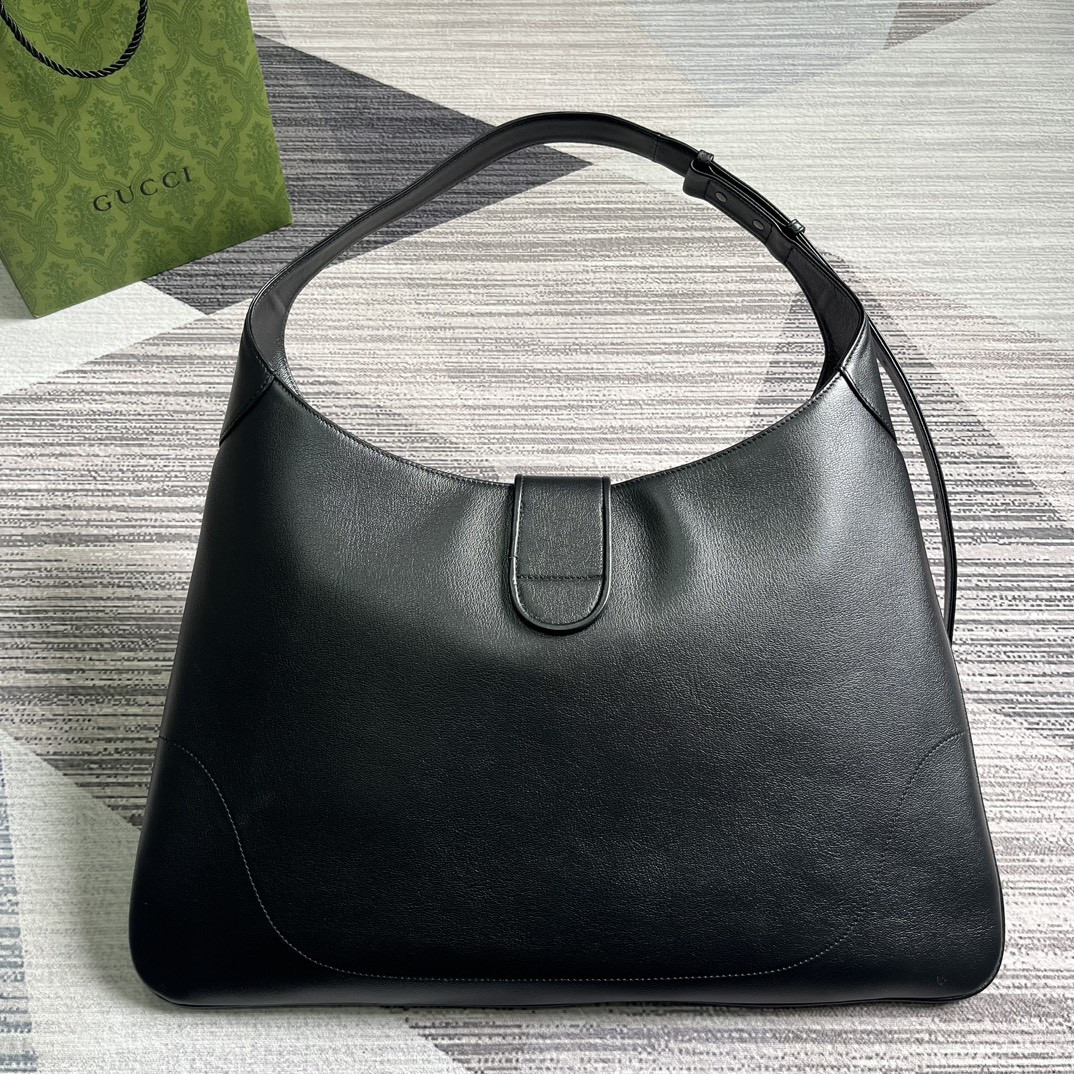 G*u*i APHRODITE LARGE SHOULDER BAG BLACK 18"W x 11.8"H x 0.8"D