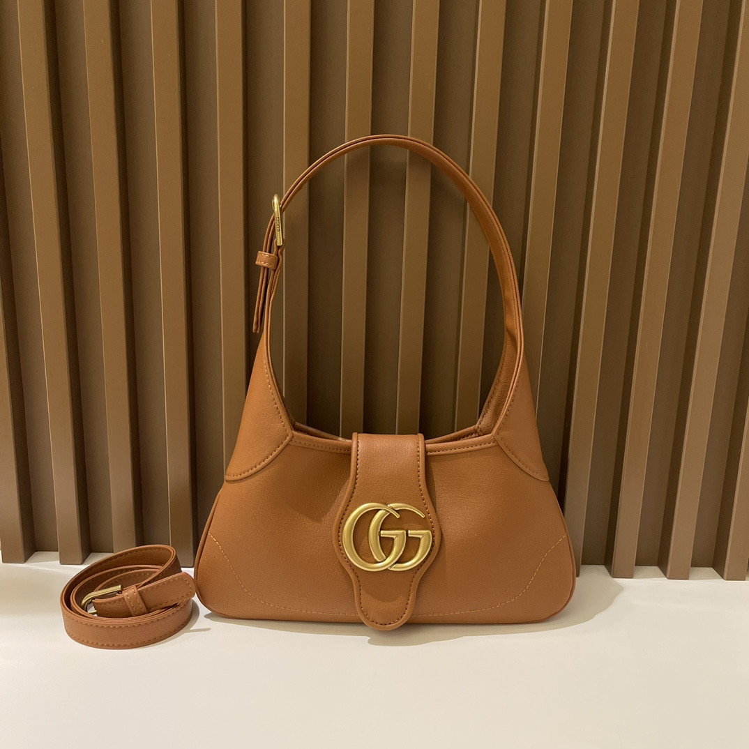 G*u*i APHRODITE SHOULDER BAG BROWN 27 X 13.5 X 2 cm