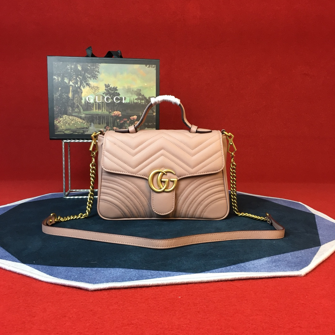 G*u*i GG MARMONT SMALL SHOULDER BAG PINK 10"W x 6"H x 3"D