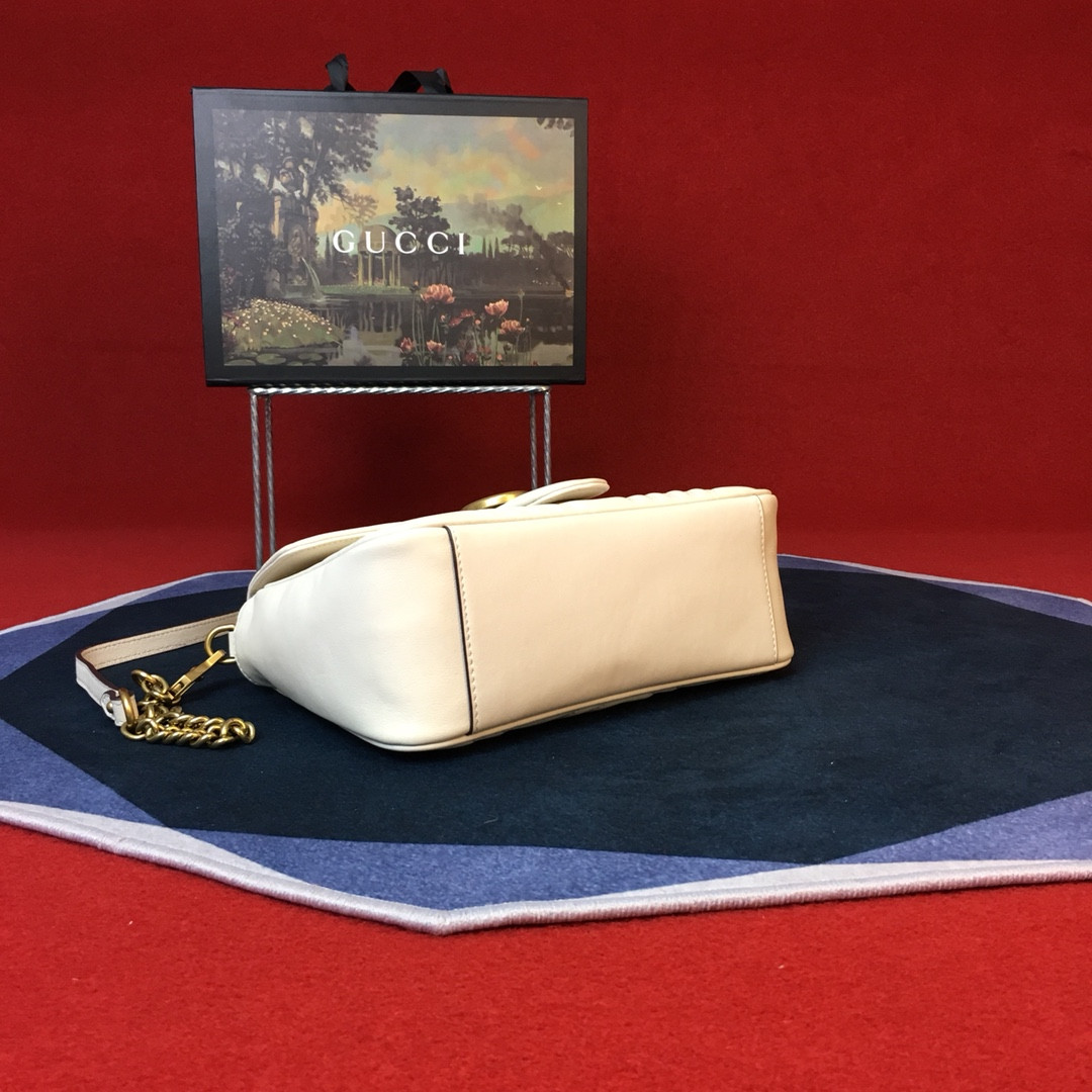 G*u*i GG MARMONT SMALL SHOULDER BAG WHITE 10"W x 6"H x 3"D