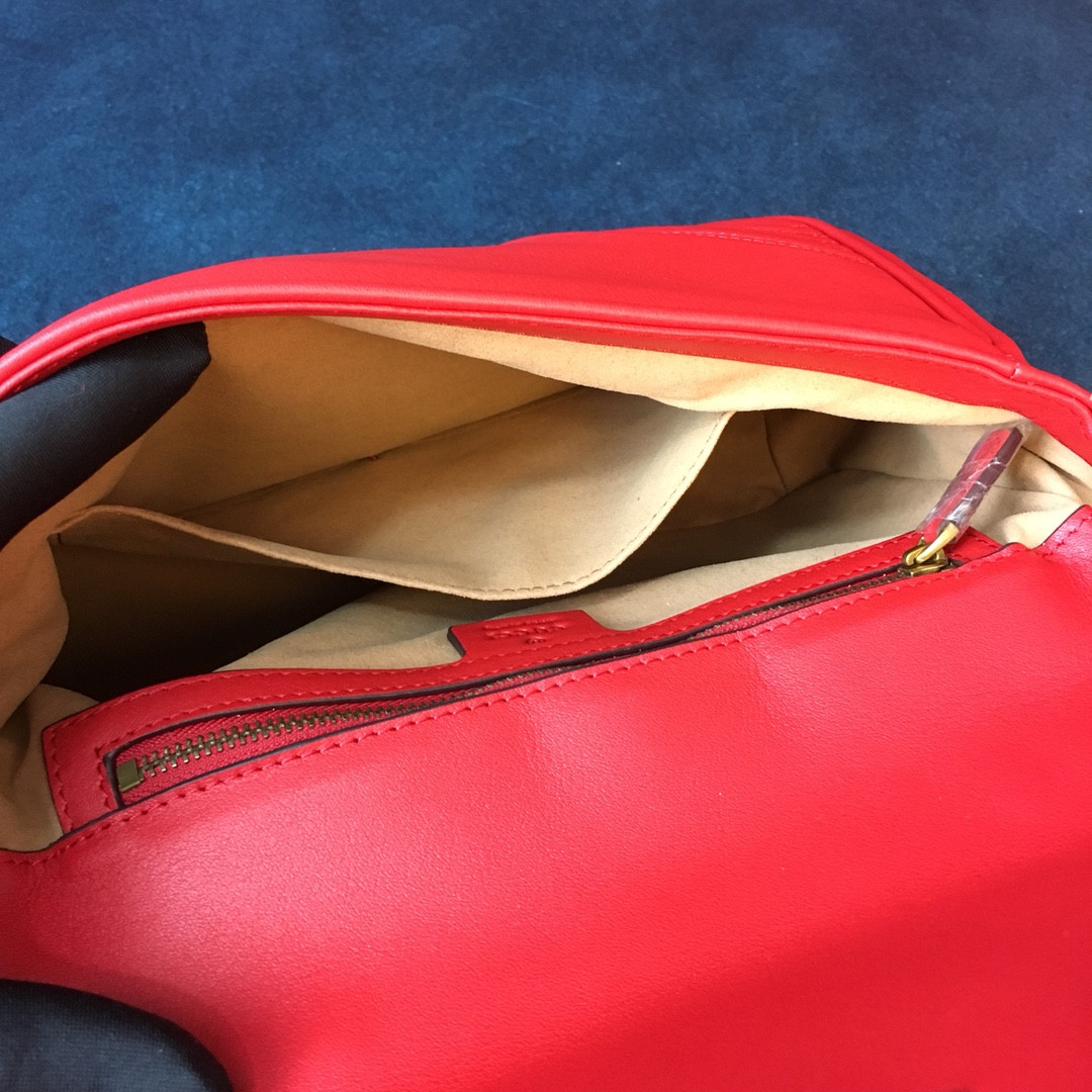 G*u*i GG MARMONT SMALL SHOULDER BAG RED 10"W x 6"H x 3"D