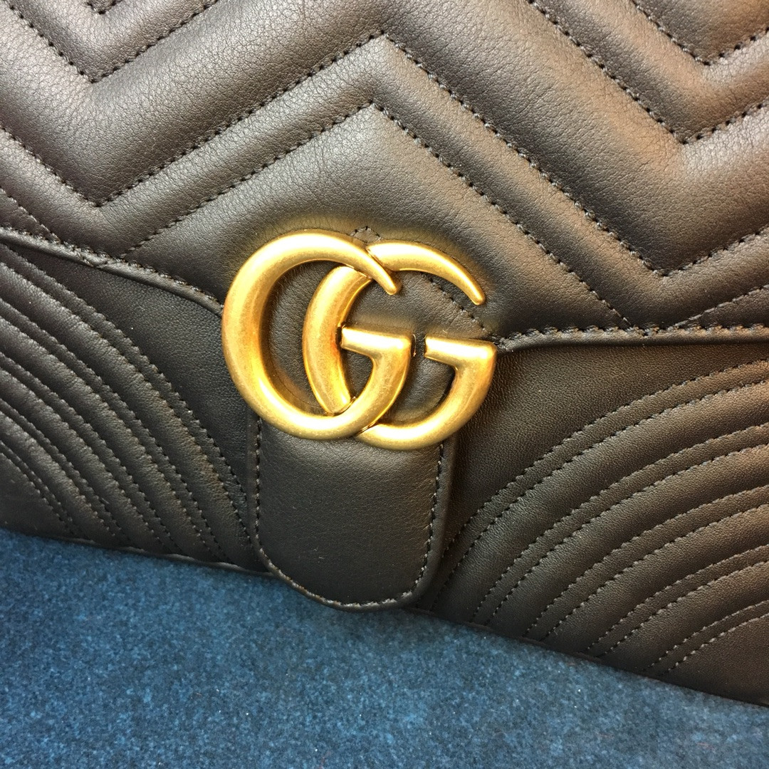 G*u*i GG MARMONT SMALL SHOULDER BAG BLACK 10"W x 6"H x 3"D