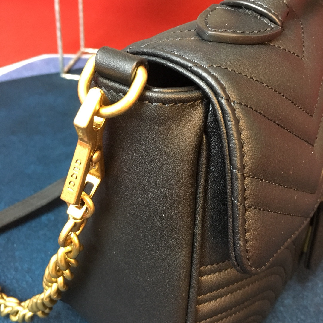 G*u*i GG MARMONT SMALL SHOULDER BAG BLACK 10"W x 6"H x 3"D