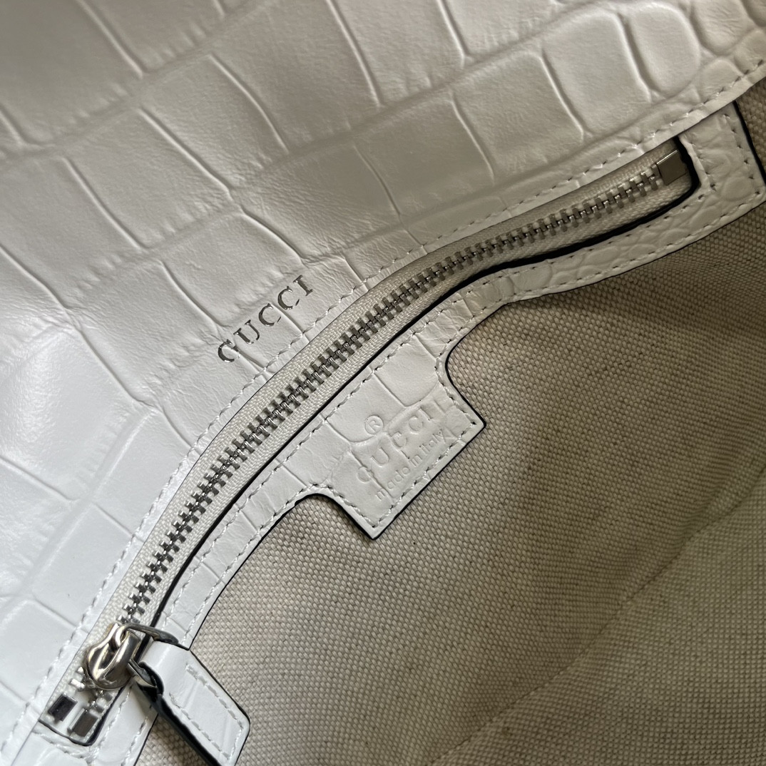 G*u*i HORSEBIT 1955 SMALL SHOULDER BAG WHITE 10.4"W x 6.7-4.1"H x 3.1-1.6"D