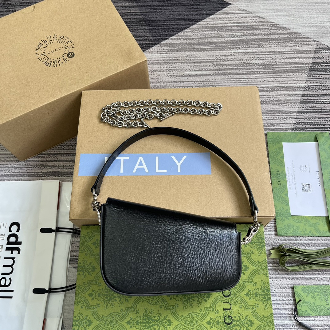 G*u*i HORSEBIT 1955 MINI SHOULDER BAG BLACK 7.7"W x 5-3.1"H x 2.4-1.2"D