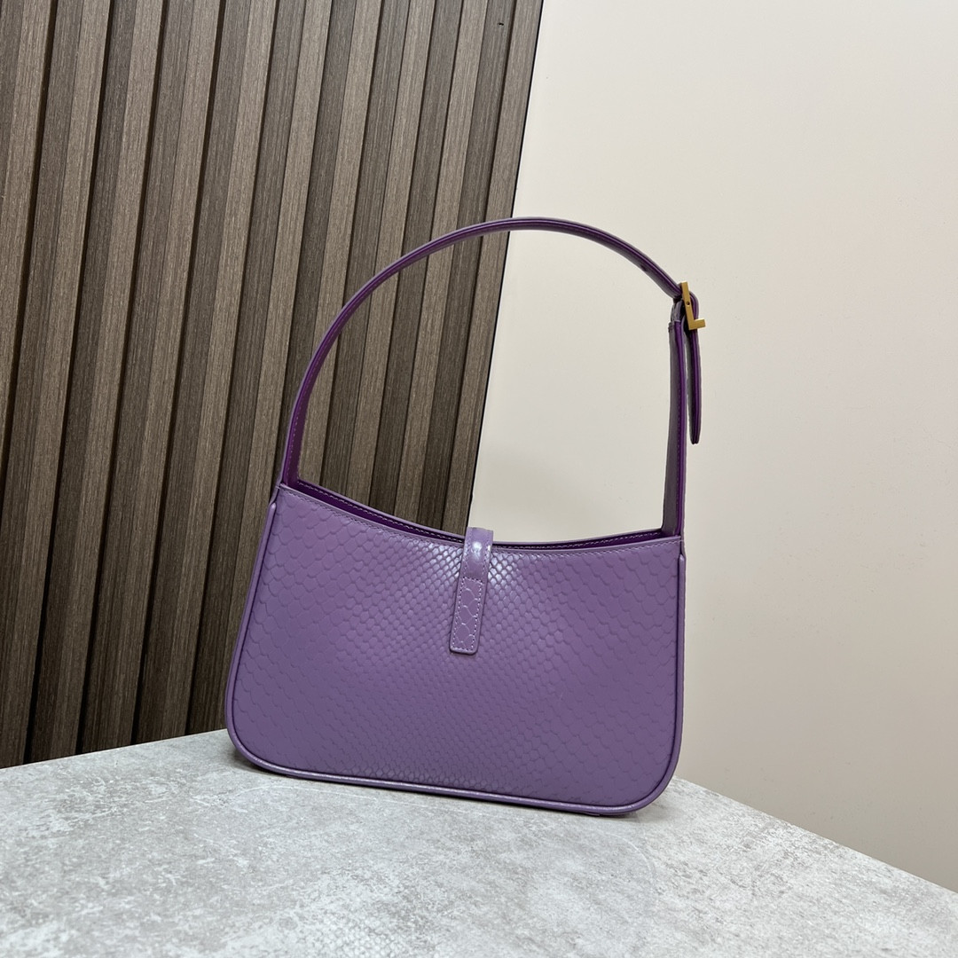 Y*L LE 5 À 7 IN CROCODILE-EMBOSSED LEATHER purple 9 X 6.3 X 2.5 INCHES