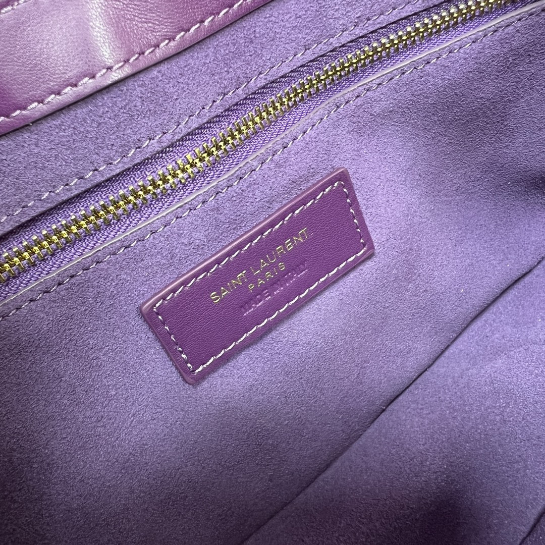 Y*L LE 5 À 7 IN CROCODILE-EMBOSSED LEATHER purple 9 X 6.3 X 2.5 INCHES