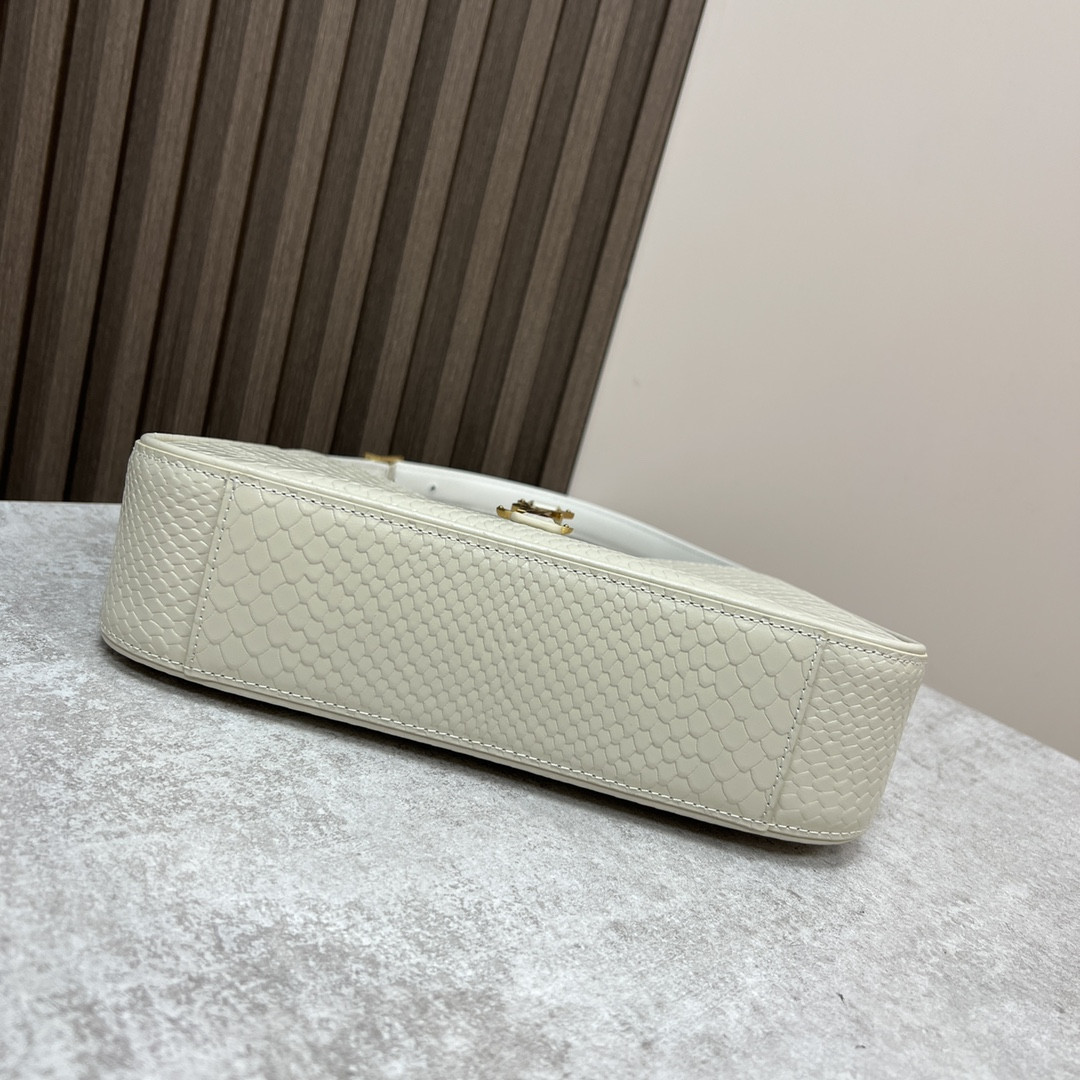 Y*L LE 5 À 7 IN CROCODILE-EMBOSSED LEATHER white 9 X 6.3 X 2.5 INCHES