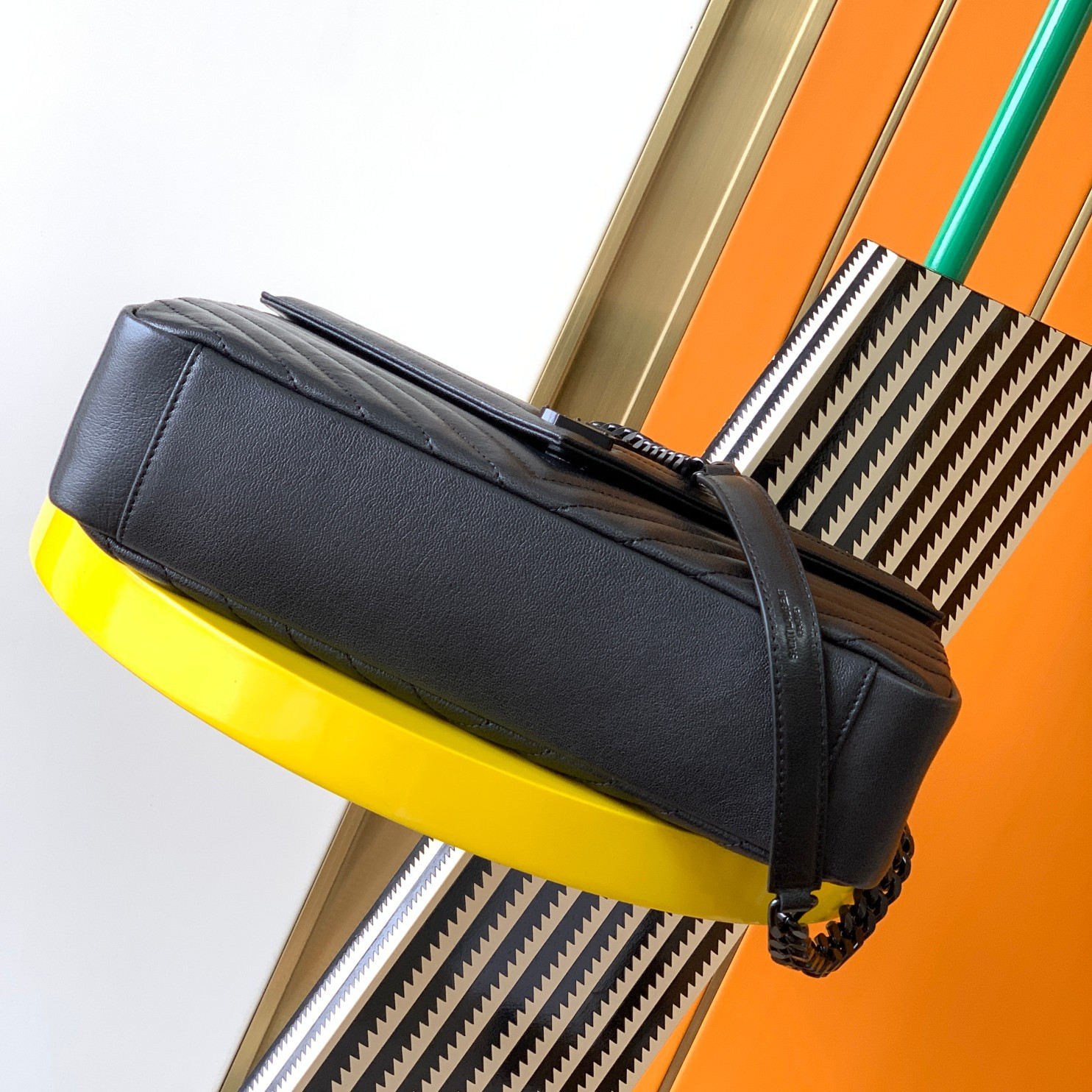 Y*L COLLEGE LARGE IN QUILTED LEATHER BLACK 32X21X8 CM