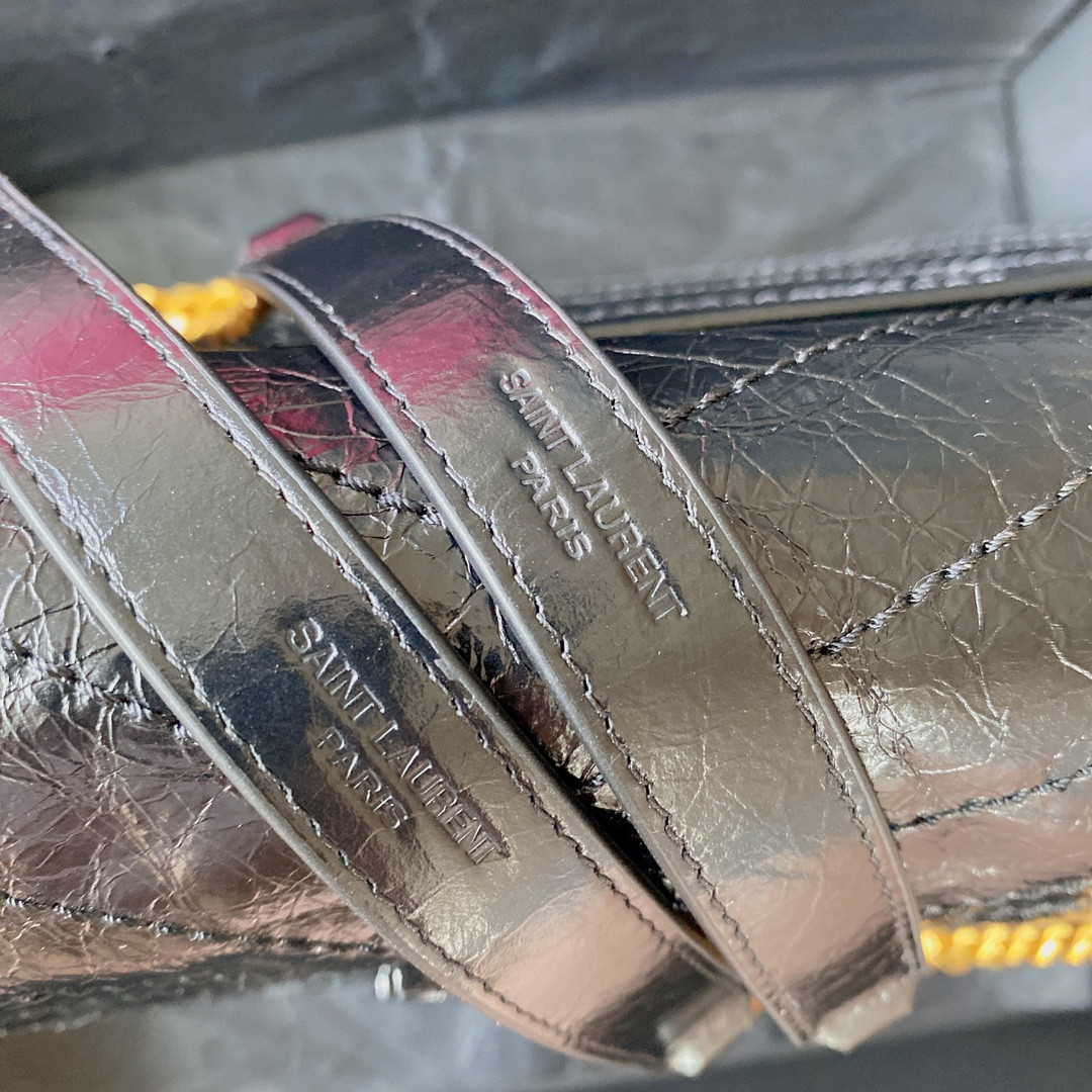 Y*L NIKI MEDIUM IN VINTAGE LEATHER BLACK 11 X 7.8 X 3.3 INCHES