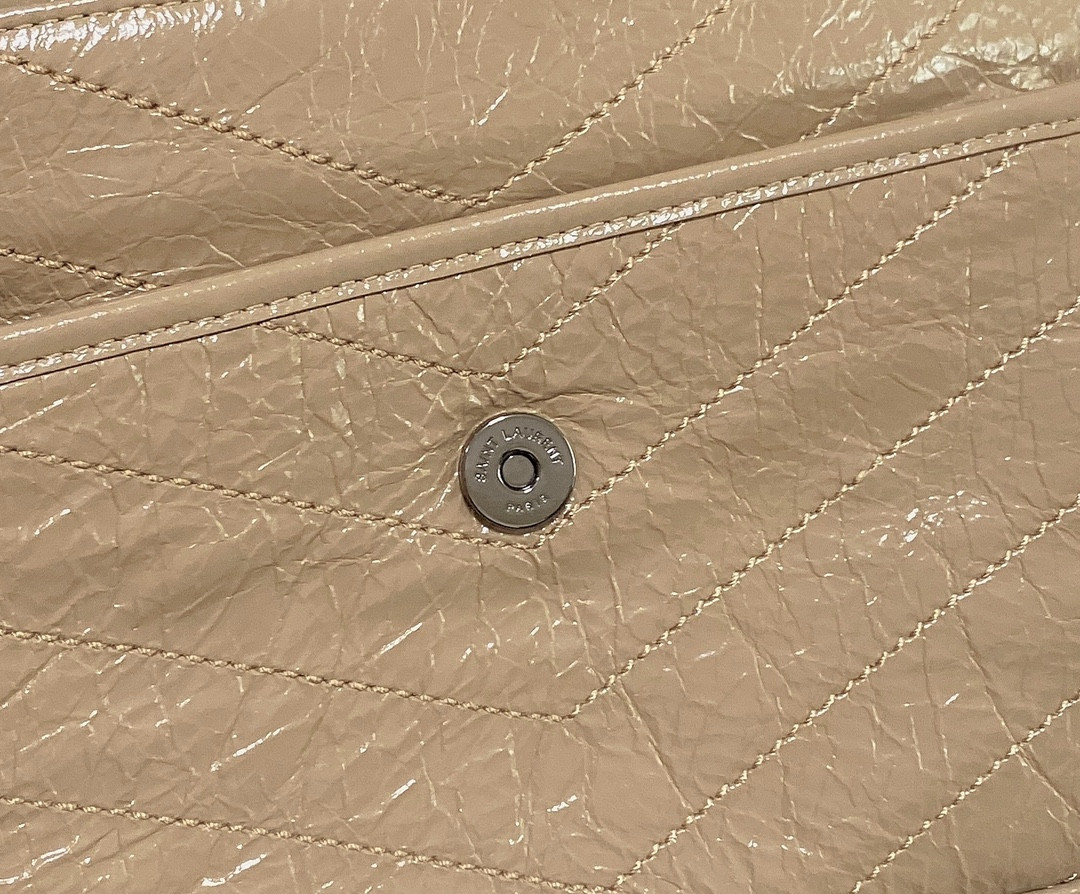 Y*L NIKI MEDIUM IN VINTAGE LEATHER DARK BEIGE 11 X 7.8 X 3.3 INCHES