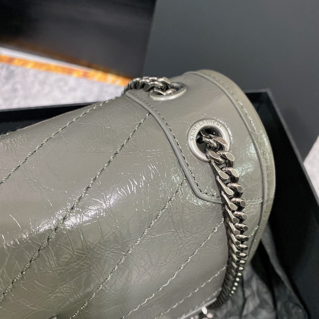 Y*L NIKI BABY IN VINTAGE LEATHER STORM 8.2 X 6 X 2.9 INCHES