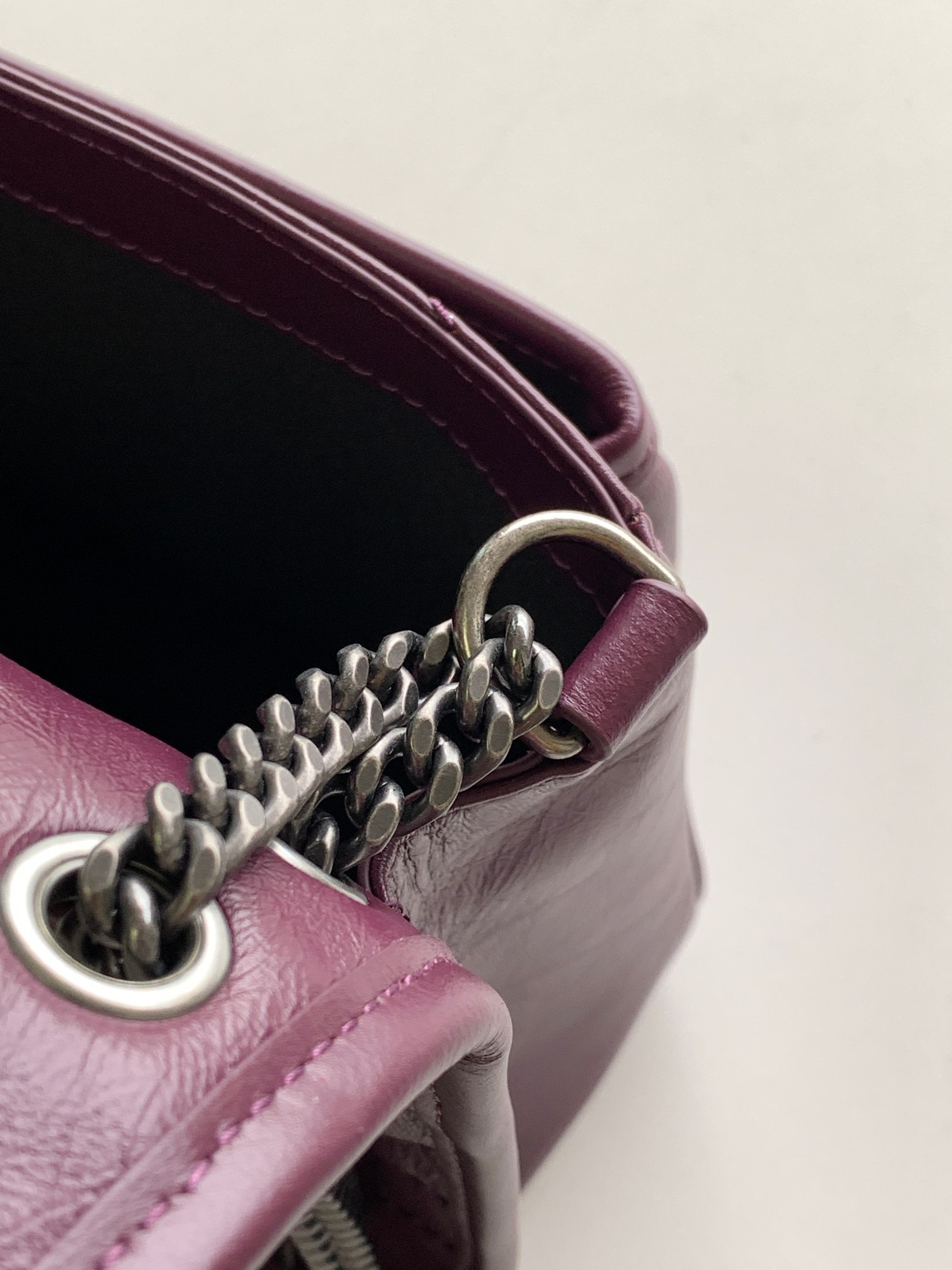 Y*L NIKI BABY IN VINTAGE LEATHER PURPLE 8.2 X 6 X 2.9 INCHES