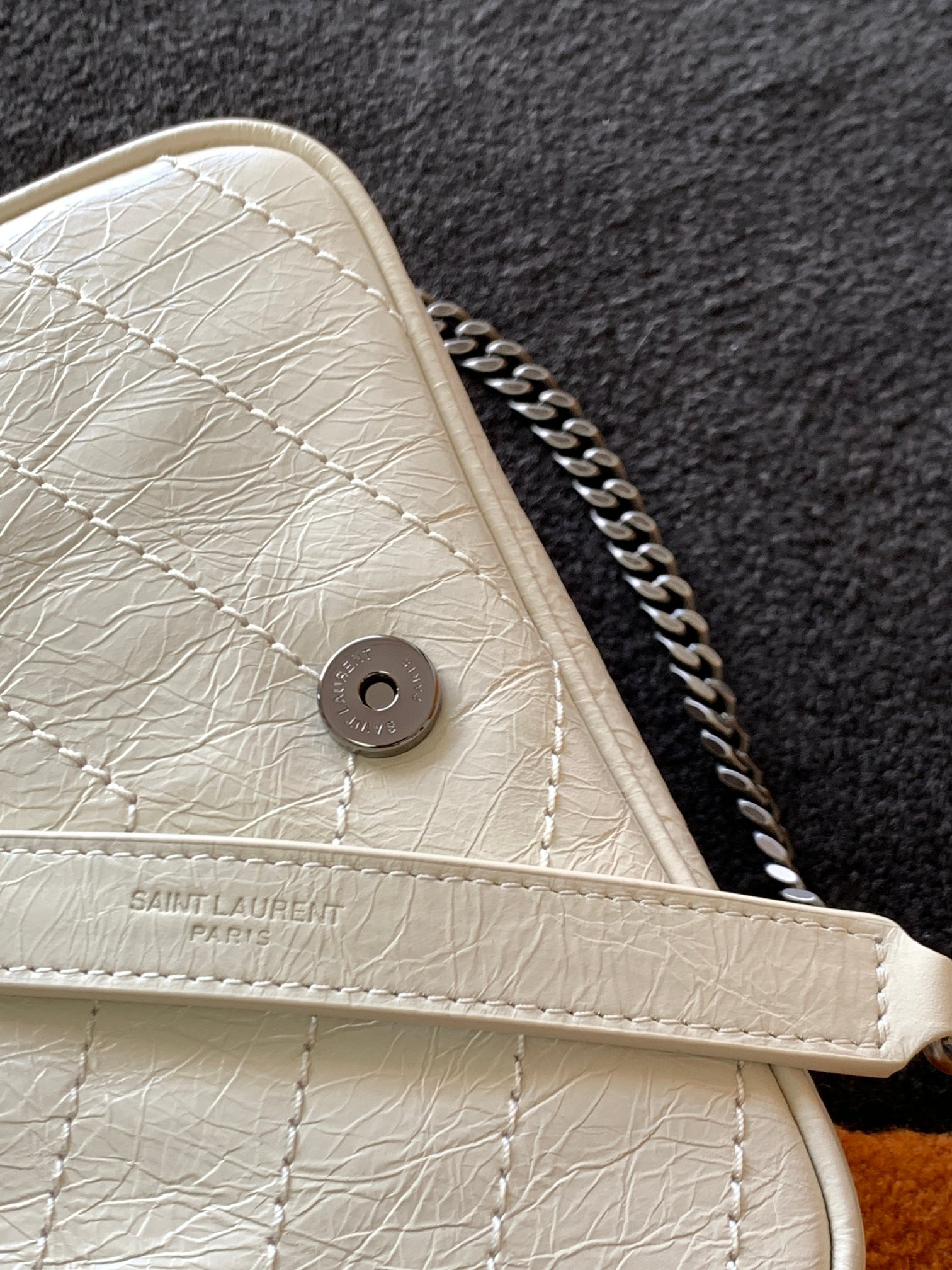 Y*L NIKI CHAIN WALLET IN SHINY LEATHER WHITE 19 x 15 x 6 CM