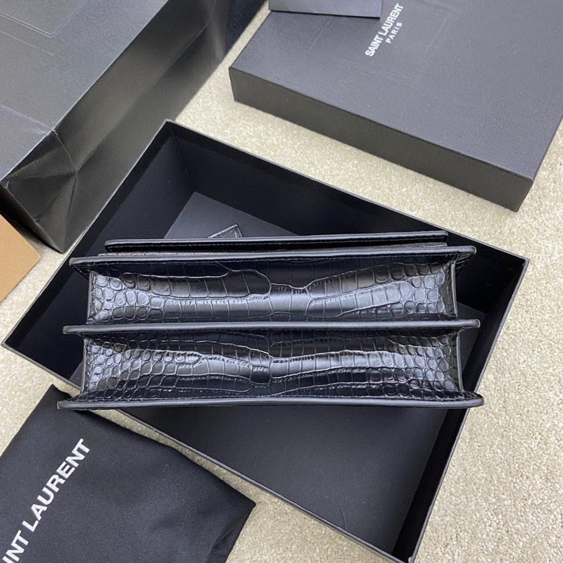 Y*L SUNSET MEDIUM IN CROCODILE-EMBOSSED LEATHER 8 X 6.2 X 2.5 INCHES