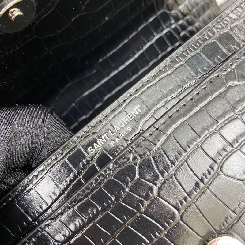 Y*L SUNSET MEDIUM IN CROCODILE-EMBOSSED LEATHER 8 X 6.2 X 2.5 INCHES