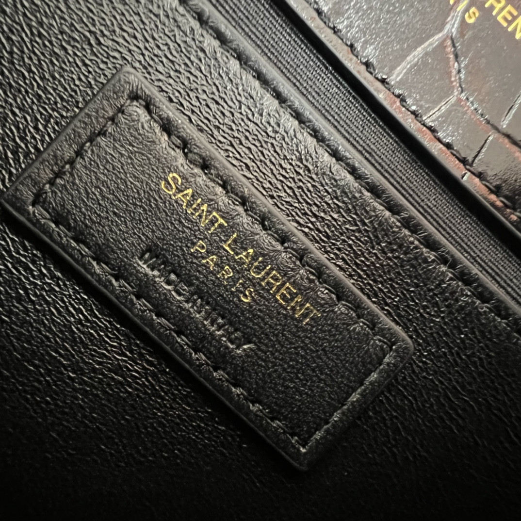 Y*L KATE MEDIUM IN CROCODILE-EMBOSSED LEATHER BLACK 9.4 X 5.7 X 2.1 INCHES