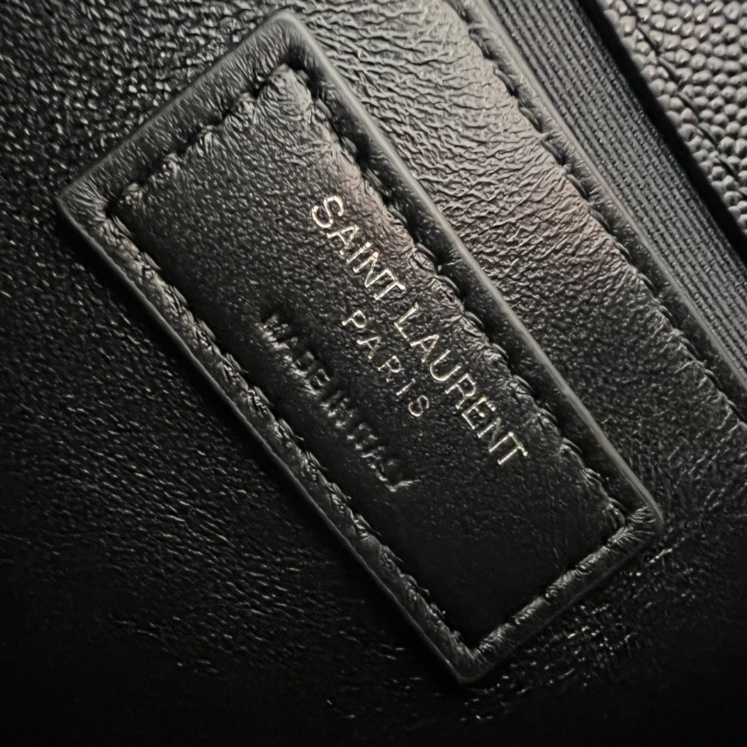 Y*L KATE MEDIUM IN GRAIN DE POUDRE EMBOSSED LEATHER ALL BLACK 9.4 X 5.7 X 2.1 INCHES