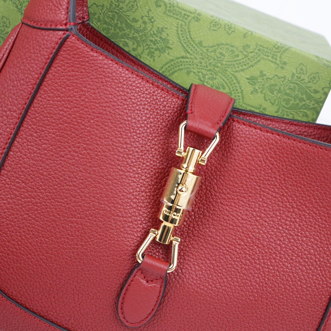 G*u*i JACKIE SMALL SHOULDER BAG Rosso Ancora 10.8"W x 7.5"H x 1.6"D