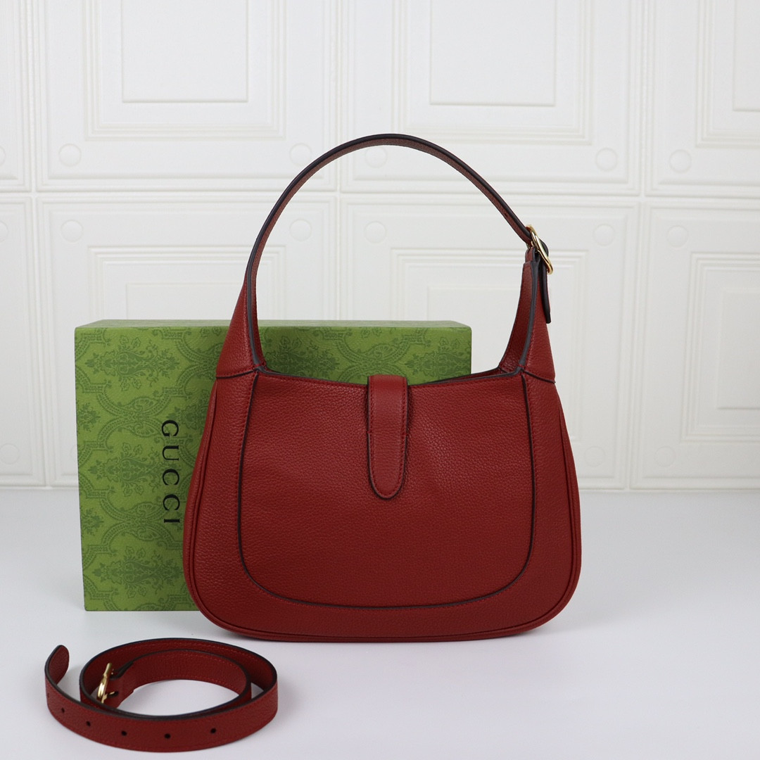 G*u*i JACKIE SMALL SHOULDER BAG Rosso Ancora 10.8"W x 7.5"H x 1.6"D