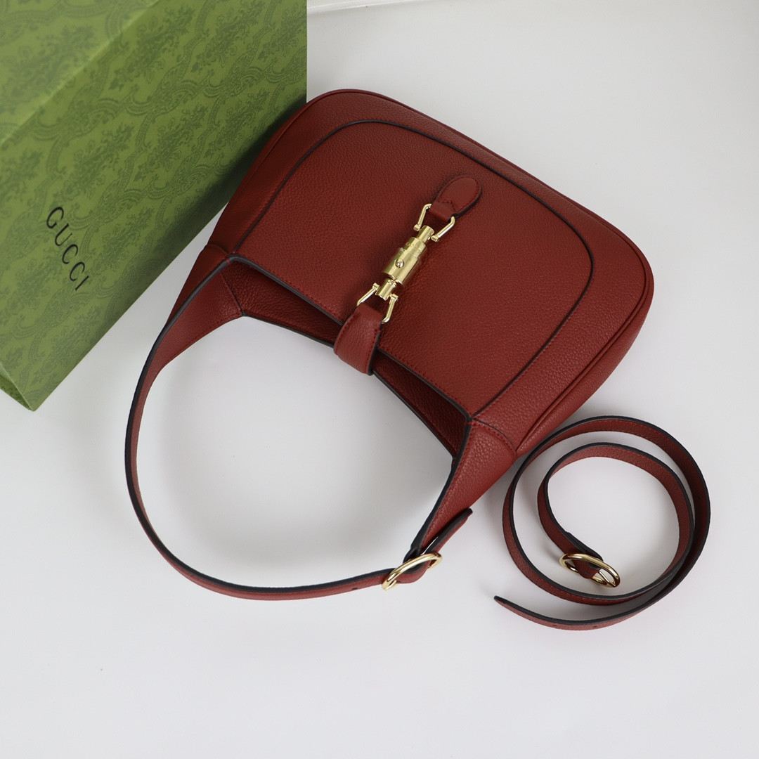 G*u*i JACKIE SMALL SHOULDER BAG Rosso Ancora 10.8"W x 7.5"H x 1.6"D