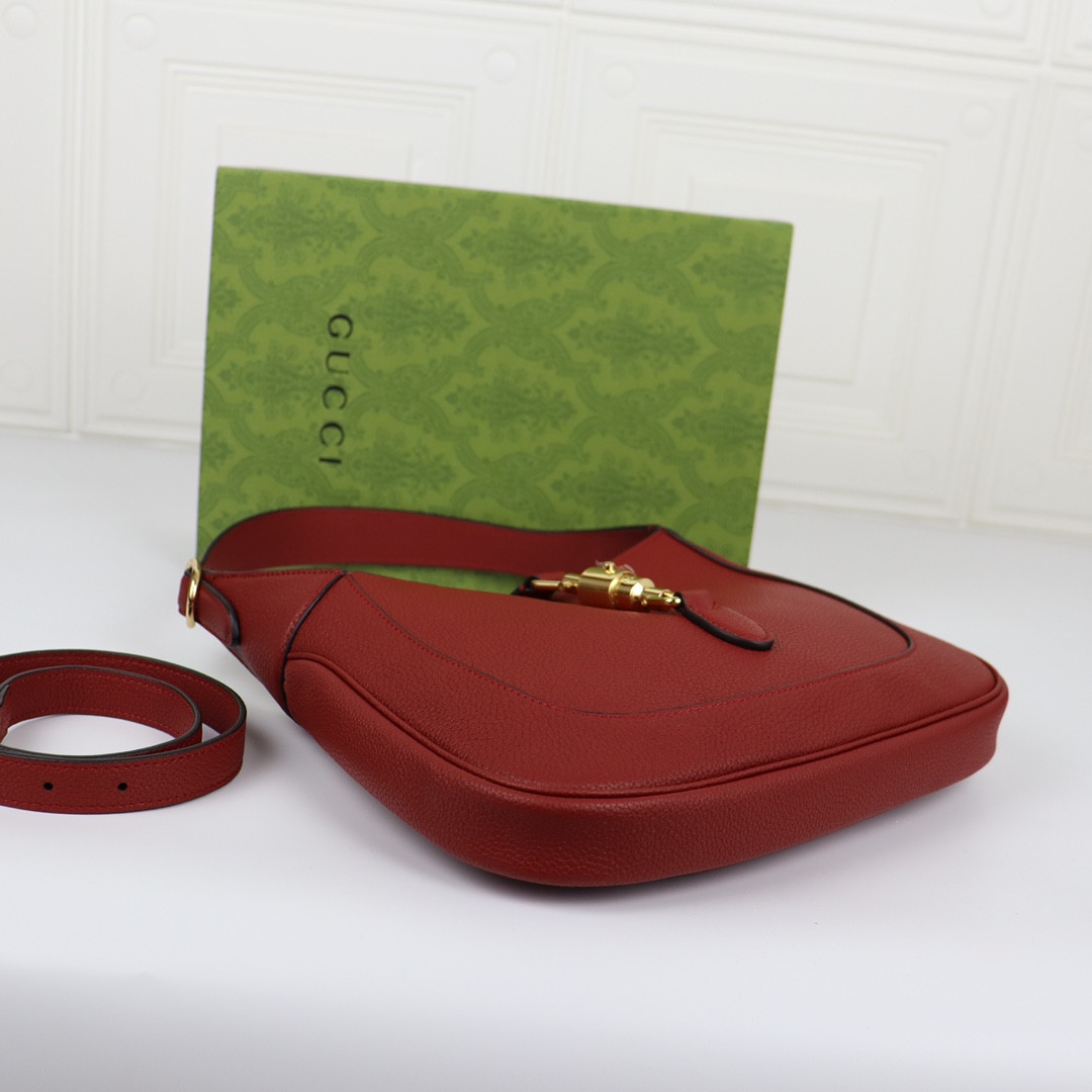 G*u*i JACKIE SMALL SHOULDER BAG Rosso Ancora 10.8"W x 7.5"H x 1.6"D