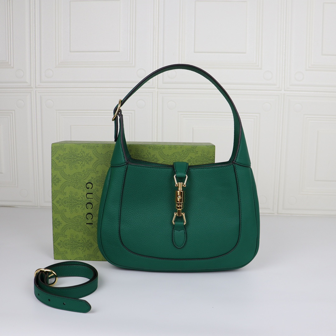 G*u*i JACKIE SMALL SHOULDER BAG Green 10.8"W x 7.5"H x 1.6"D