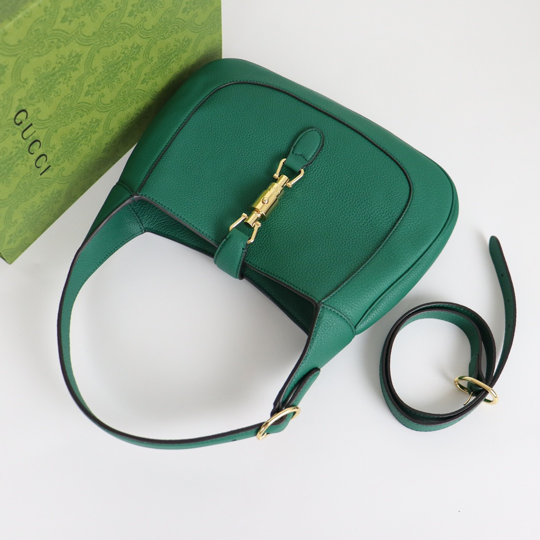 G*u*i JACKIE SMALL SHOULDER BAG Green 10.8"W x 7.5"H x 1.6"D