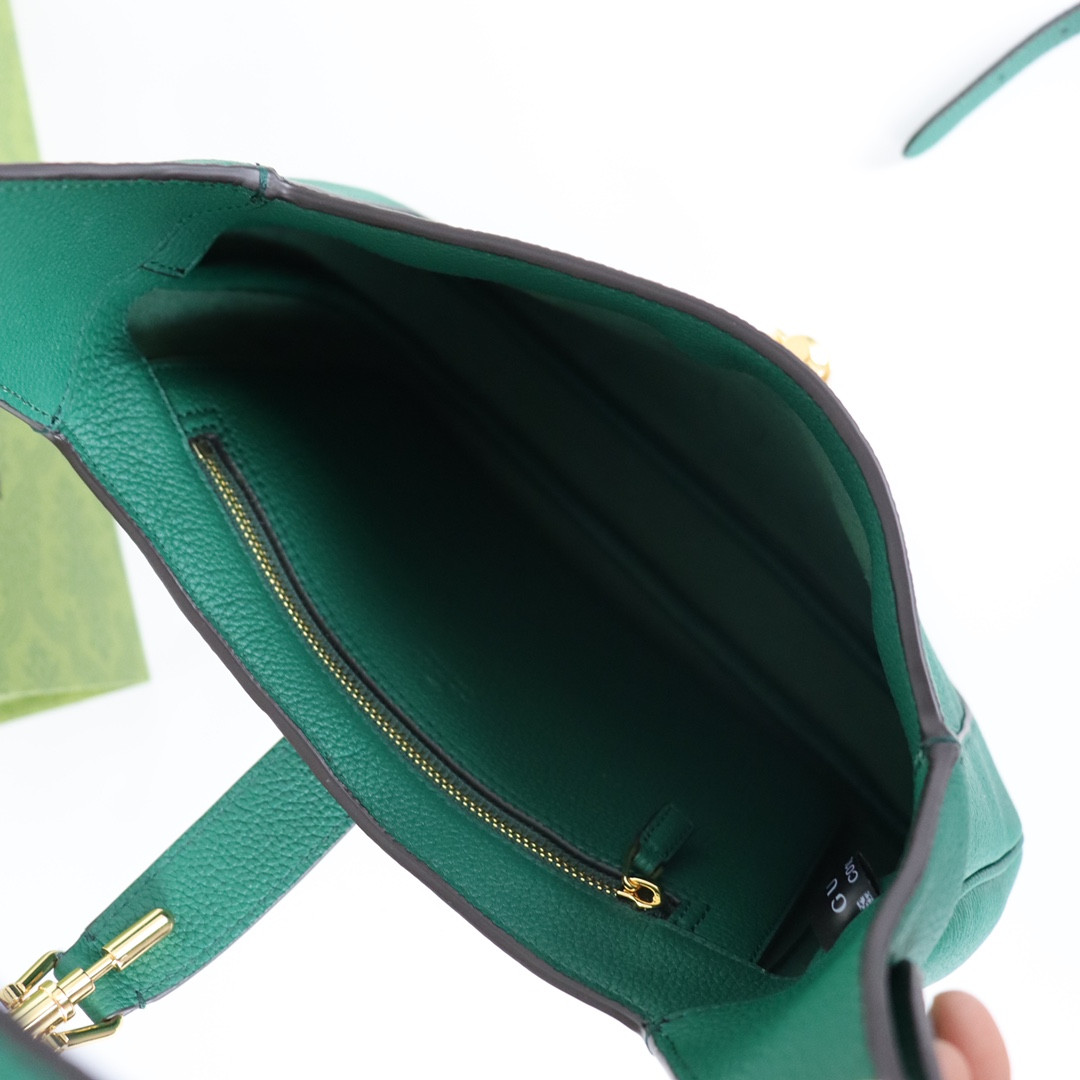 G*u*i JACKIE SMALL SHOULDER BAG Green 10.8"W x 7.5"H x 1.6"D