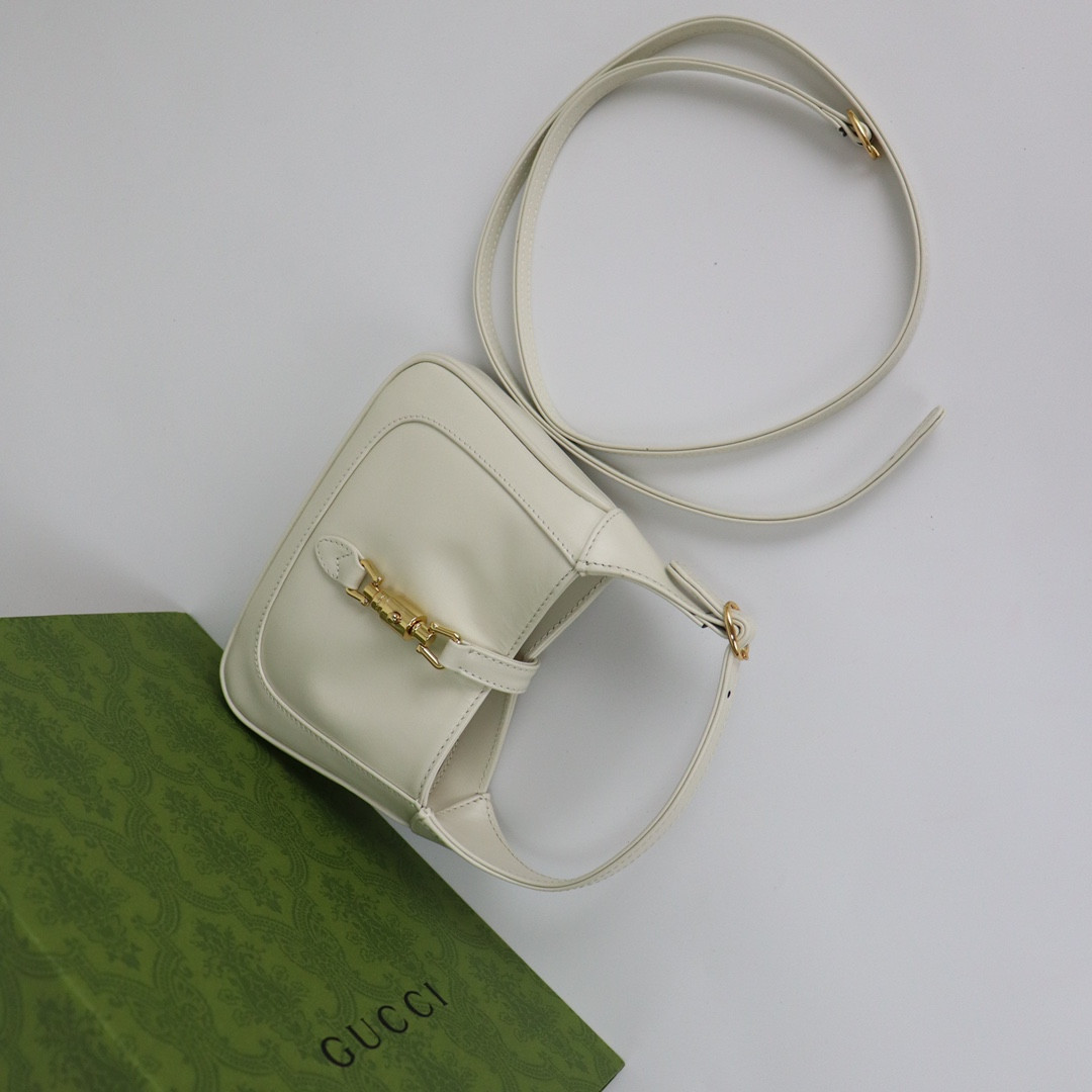 G*u*i JACKIE 1961 MINI SHOULDER BAG White 7.5"W x 5.1"H x 1.2"D
