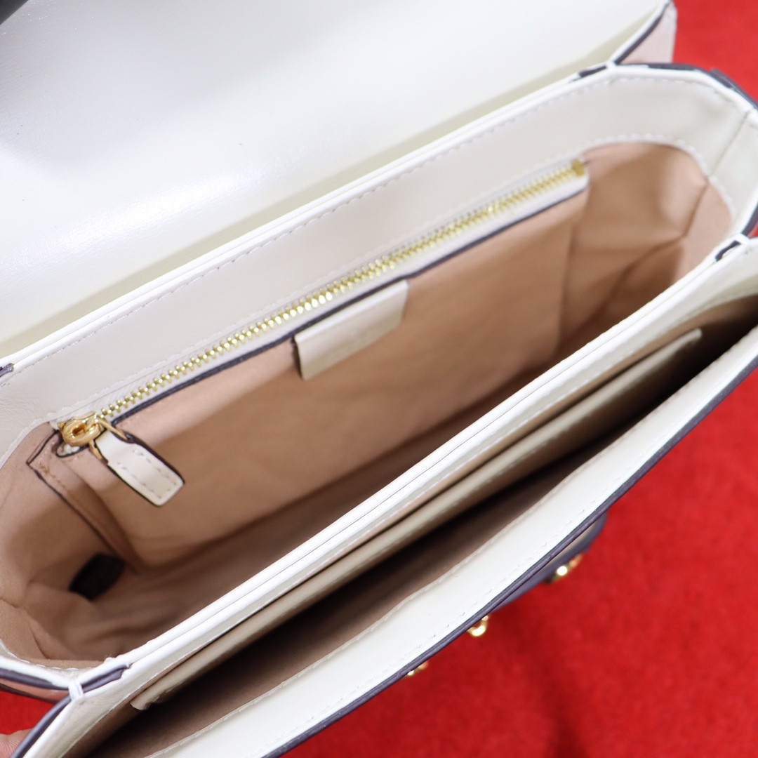 G*u*i HORSEBIT 1955 SHOULDER BAG WHITE 9.8"W x 7"H x 3.1"D