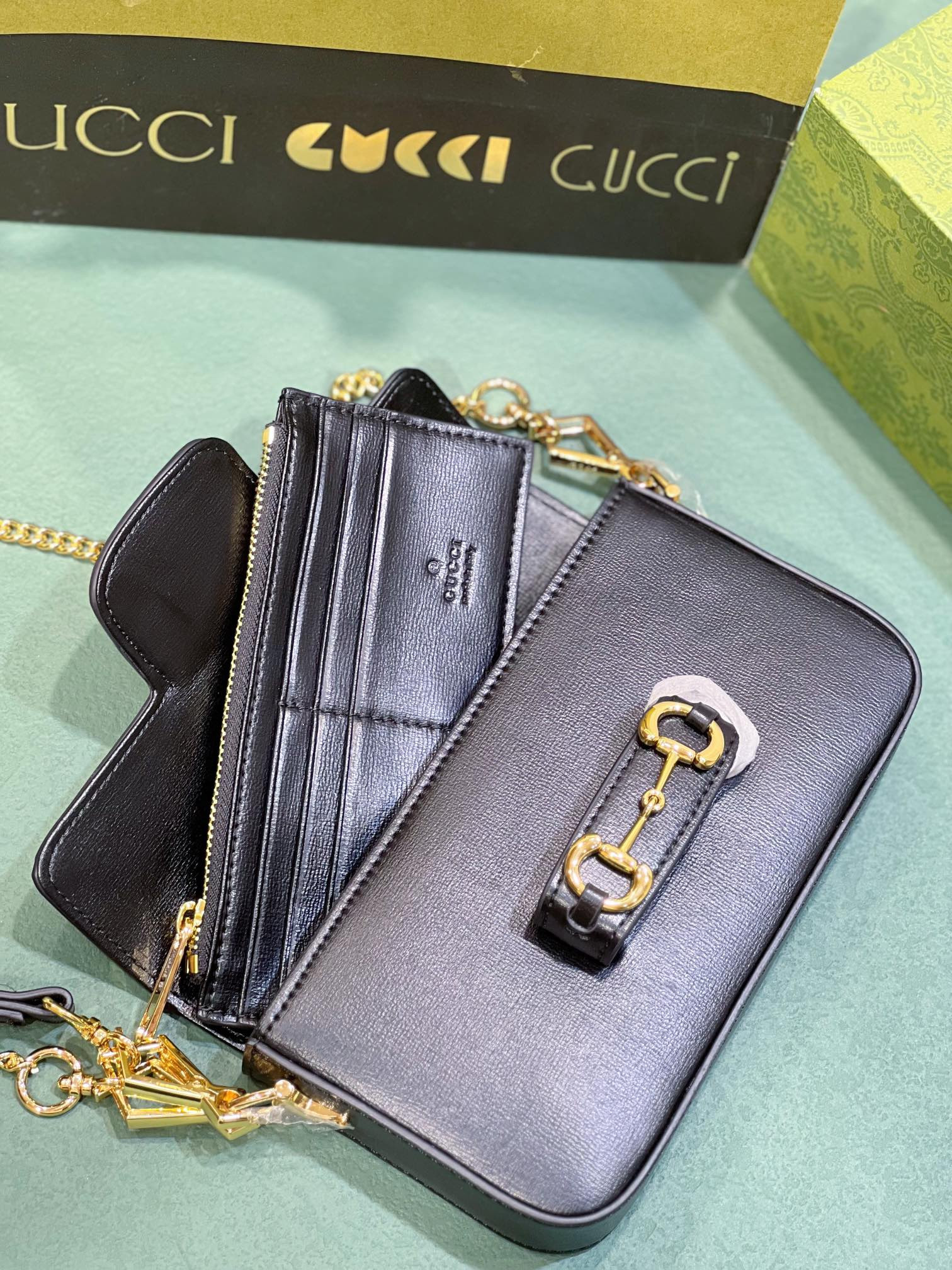 G*u*i HORSEBIT 1955 MINI BAG BLACK 8.5"W x 4.9"H x 1.2"D