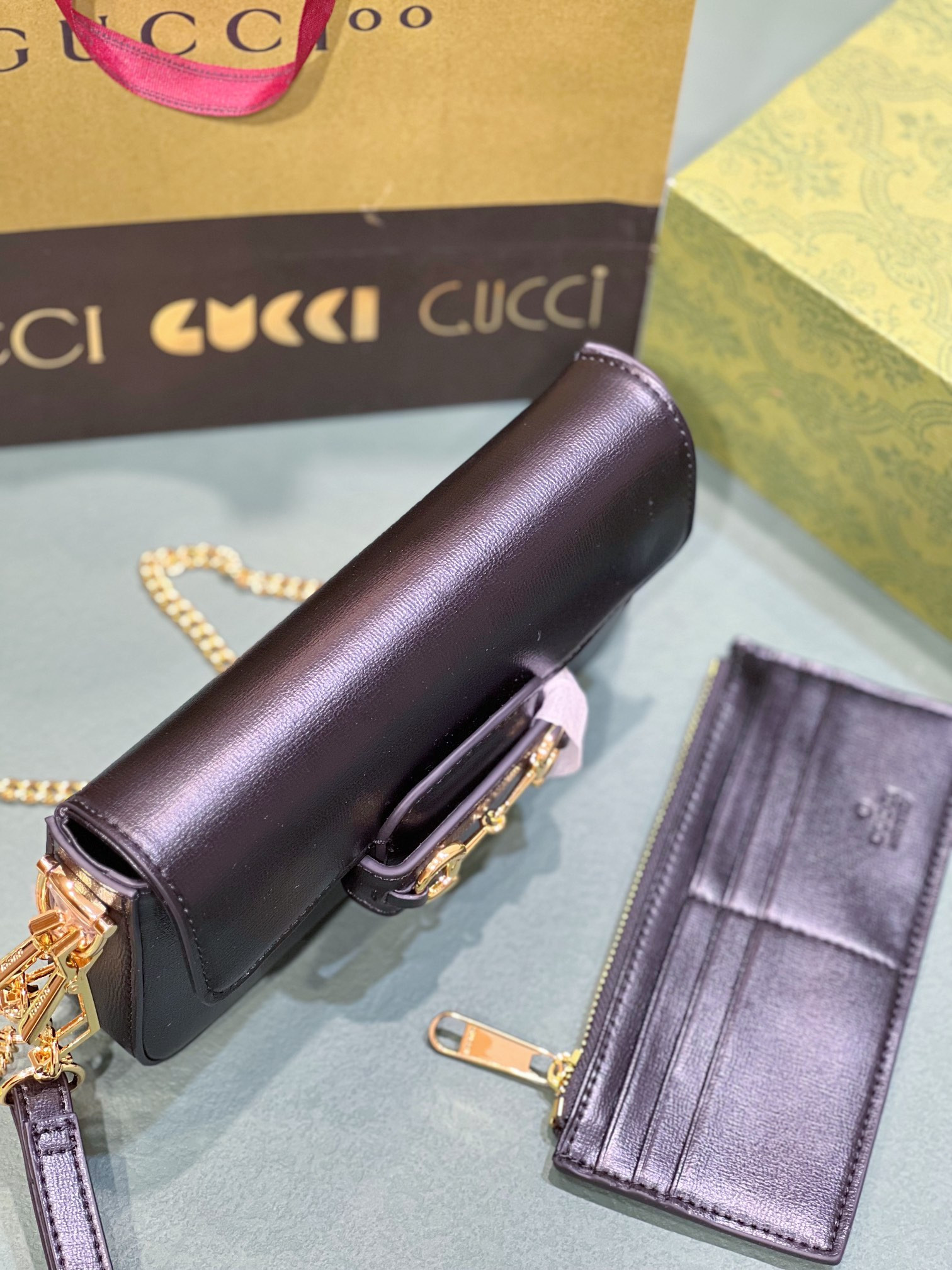 G*u*i HORSEBIT 1955 MINI BAG BLACK 8.5"W x 4.9"H x 1.2"D