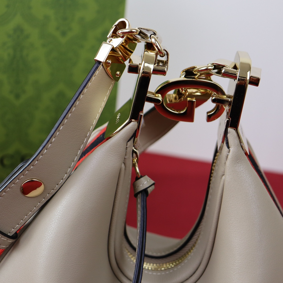 G*u*i ATTACHE SMALL SHOULDER BAG GRAY 9"W x 8.7"H x 2"D