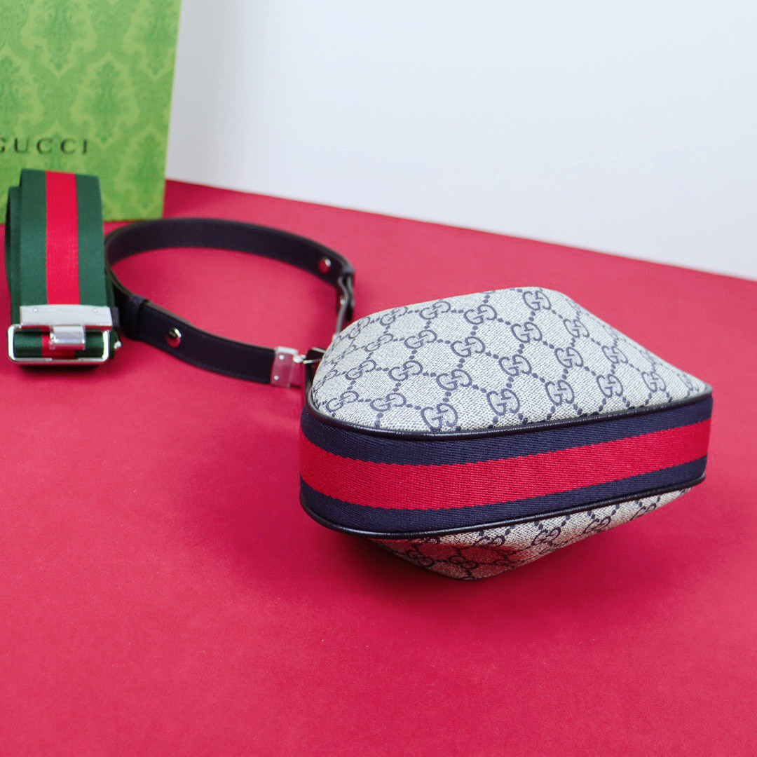 G*u*i ATTACHE SMALL SHOULDER BAG Beige and gray 9"W x 8.7"H x 2"D