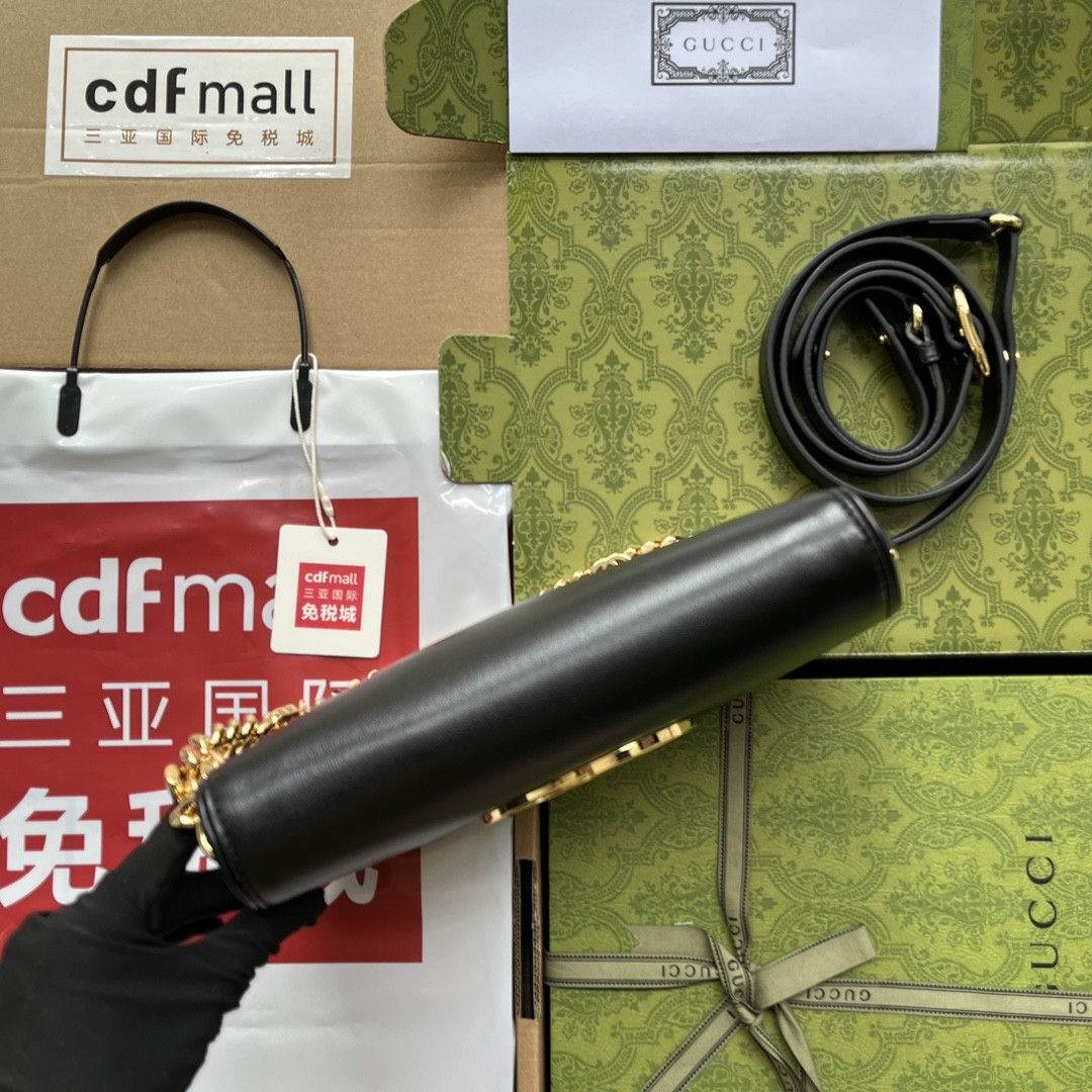 G*u*i BLONDIE SHOULDER BAG BLACK 11"W x 6.3"H x 1.6"D