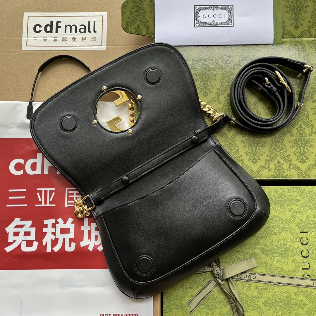 G*u*i BLONDIE SHOULDER BAG BLACK 11"W x 6.3"H x 1.6"D