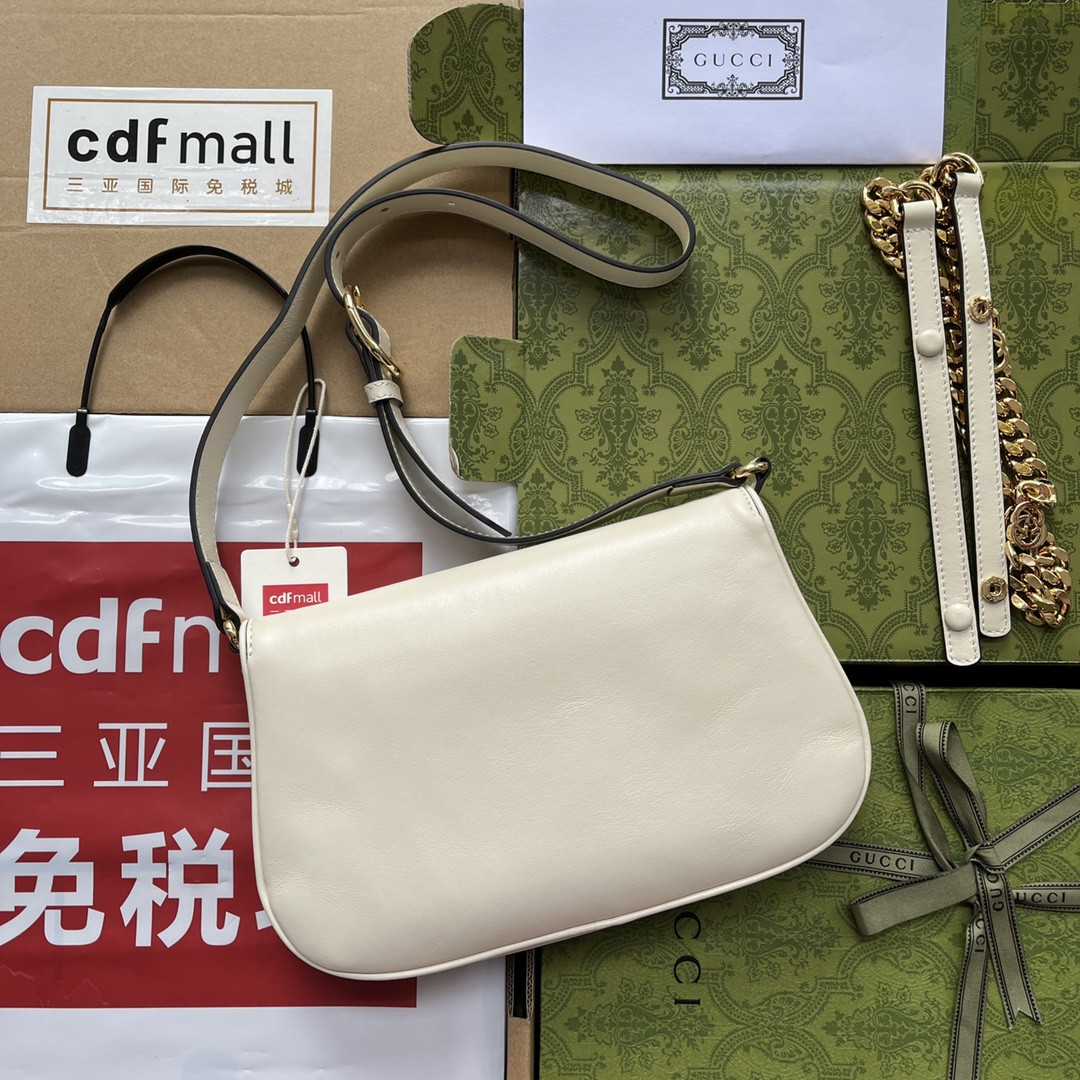 G*u*i BLONDIE SHOULDER BAG WHITE 11"W x 6.3"H x 1.6"D