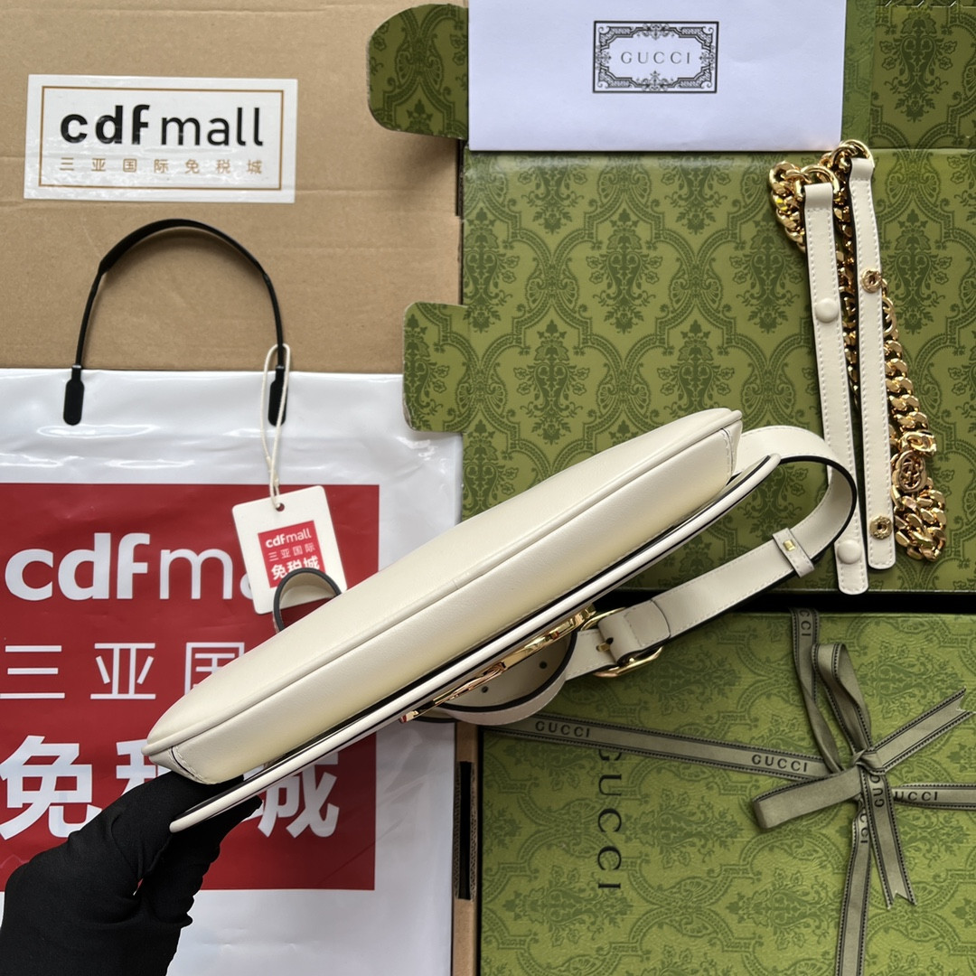 G*u*i BLONDIE SHOULDER BAG WHITE 11"W x 6.3"H x 1.6"D