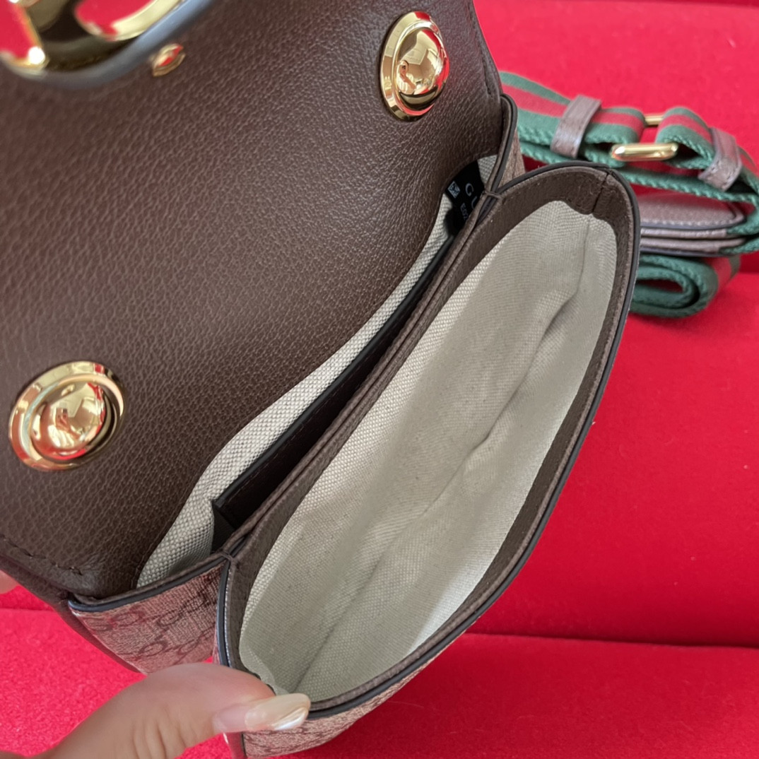 G*u*i BLONDIE MINI BAG Beige and ebony 8.7"W x 5.1"H x 2.2"D