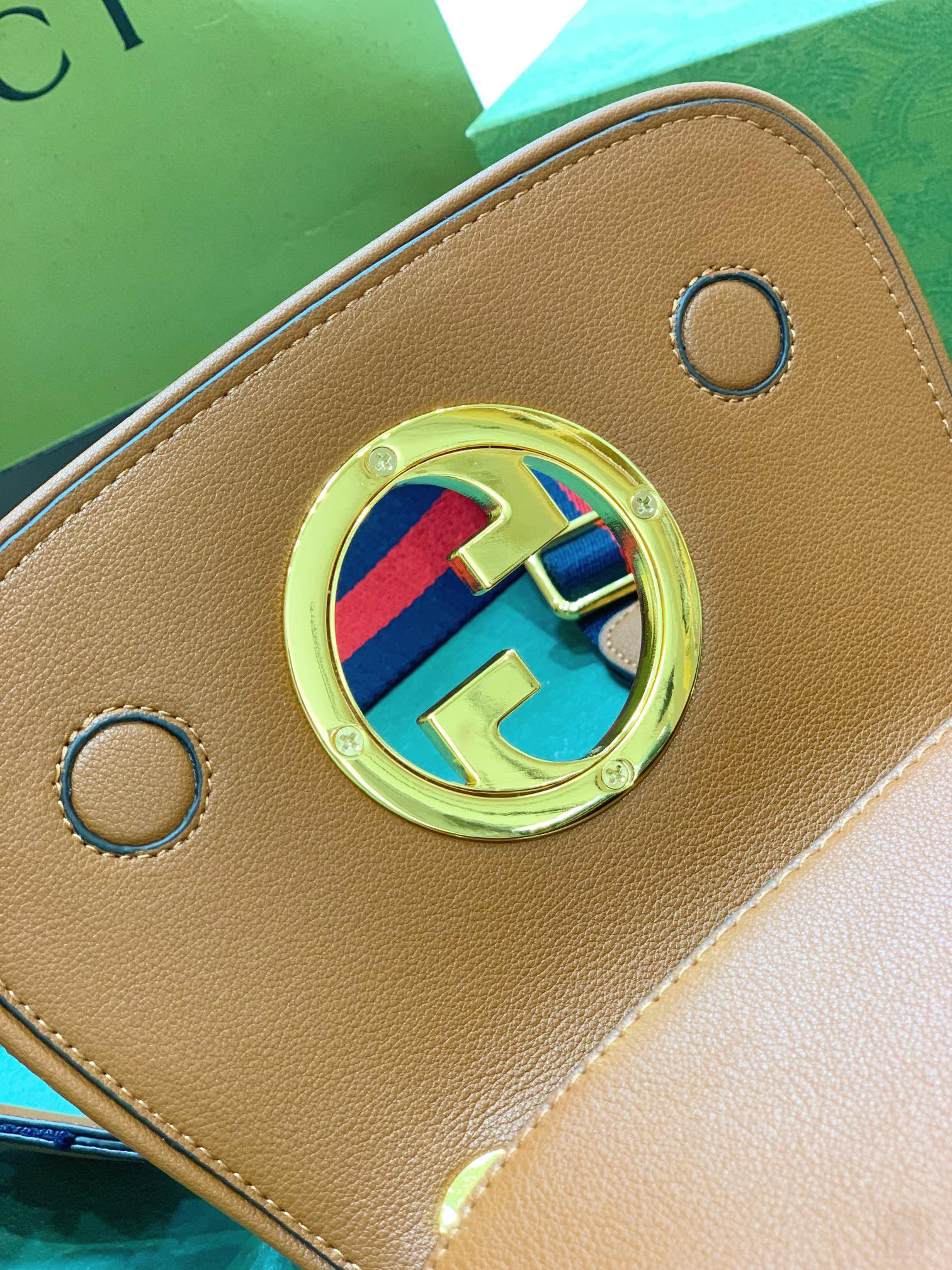 G*u*i BLONDIE MINI BAG COFFEE 8.7"W x 5.1"H x 2.2"D