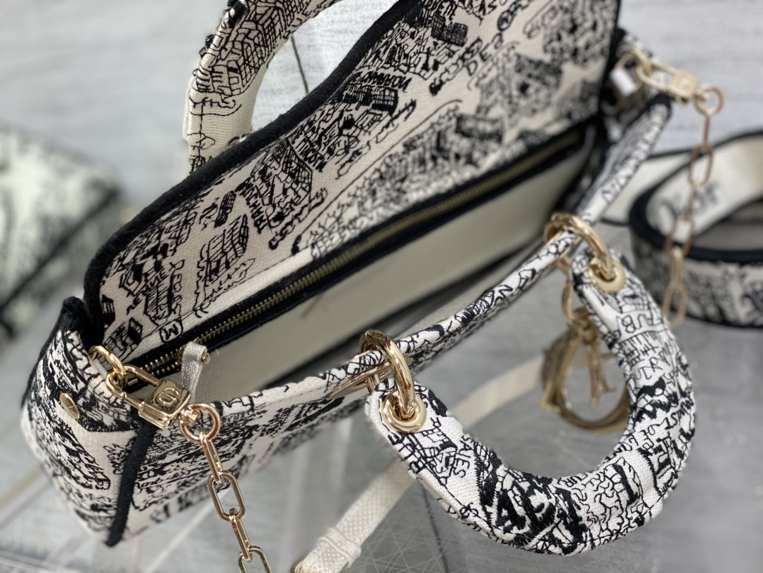 D*0r Lady D-Joy bag medium black white 26 x 13.5 x 5 cm